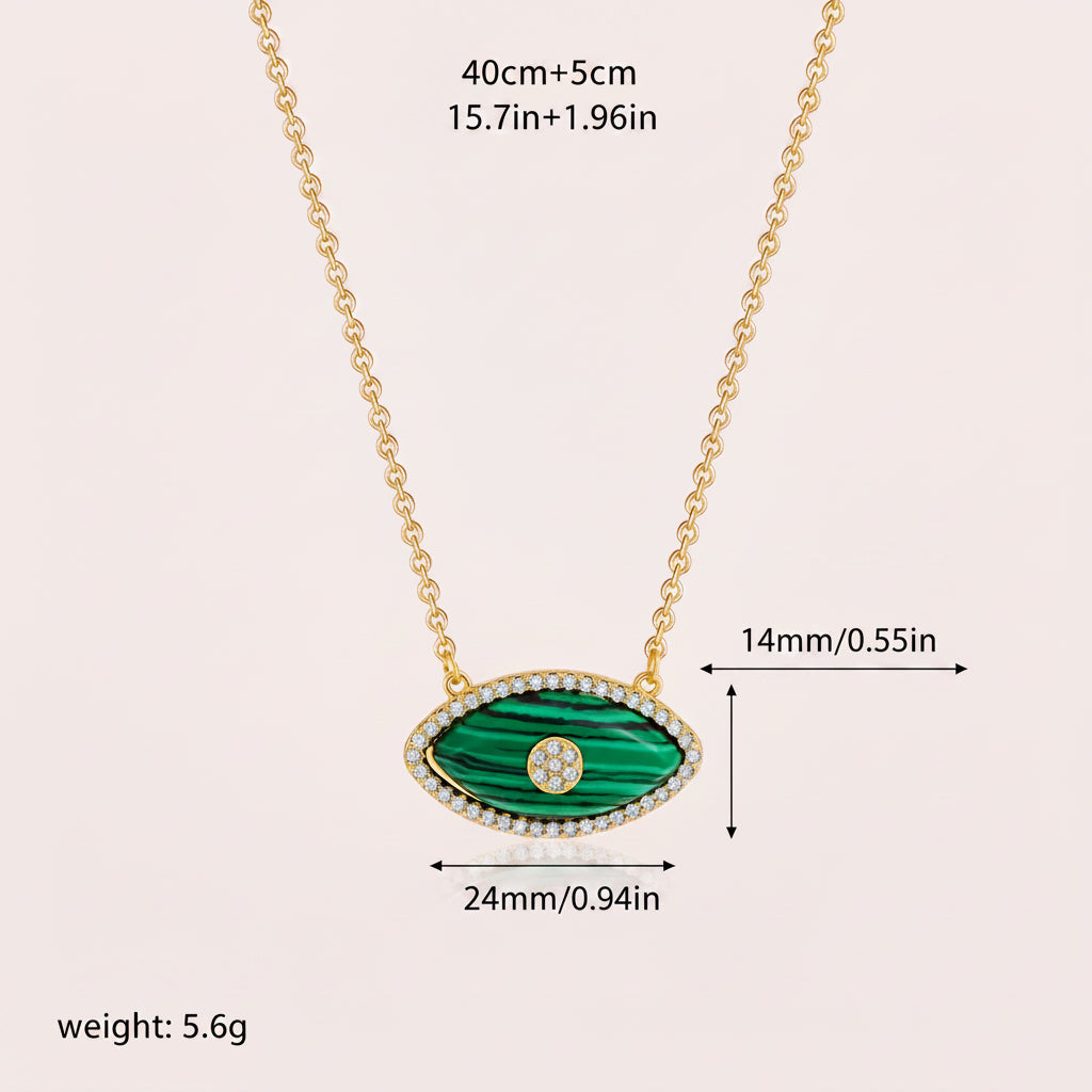 Opal Devil's Eye Zircon Pendant Necklace