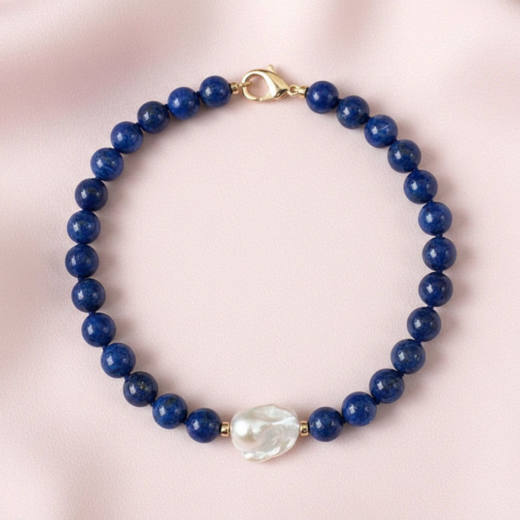Lapis Lazuli & Baroque Pearl Necklace