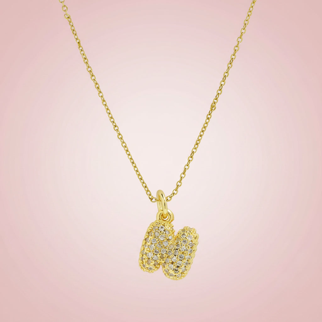 Zircon Initial Alphabet Pendant Necklace