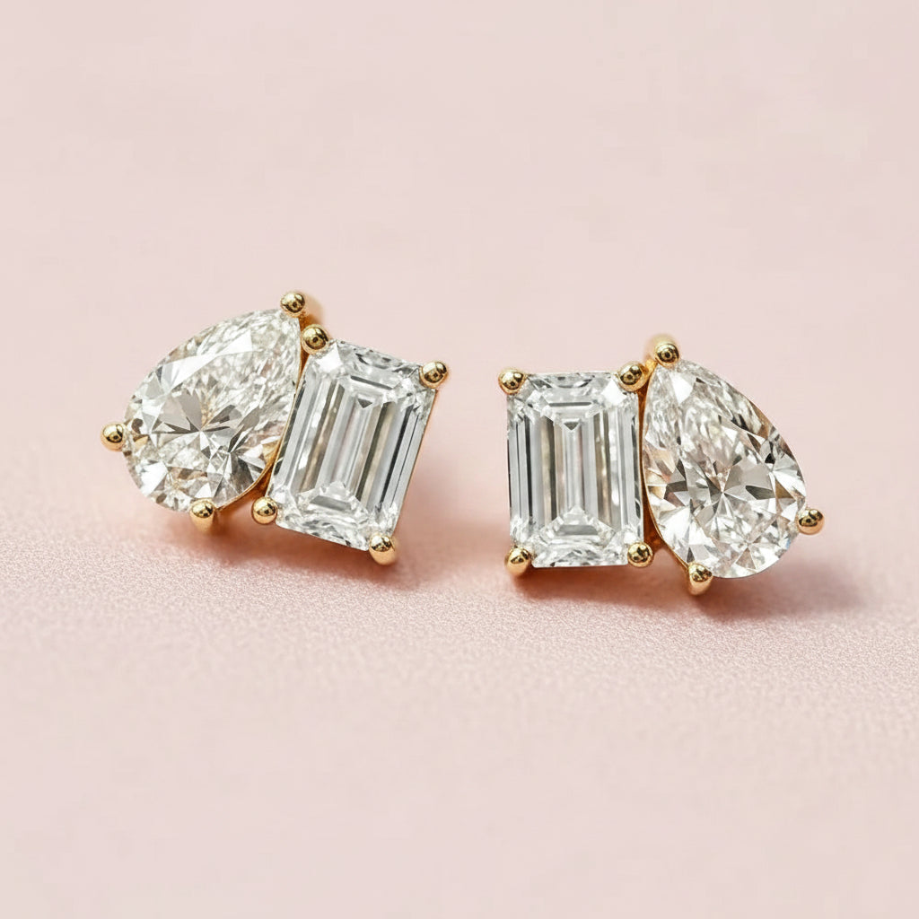 Pear & Emerald Cut Lab Diamond Earrings