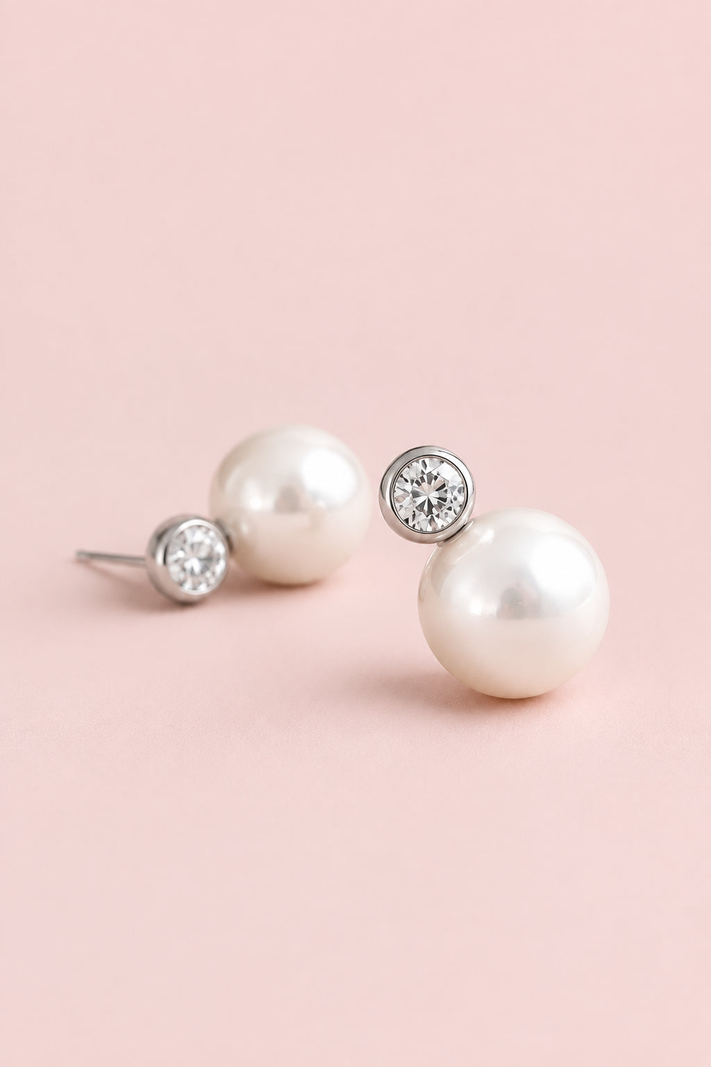 Pearls Zircon Round Earrings