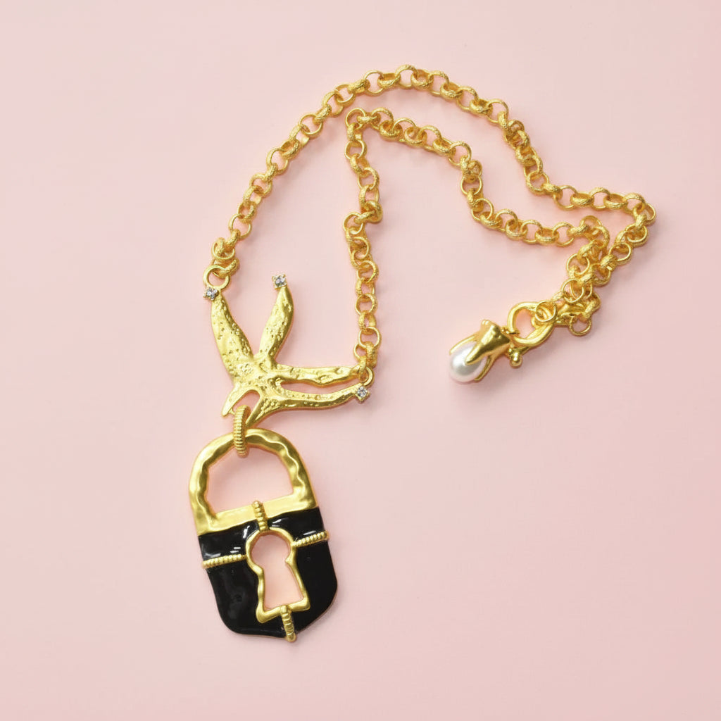 Surrealist Lock Pendant Necklace
