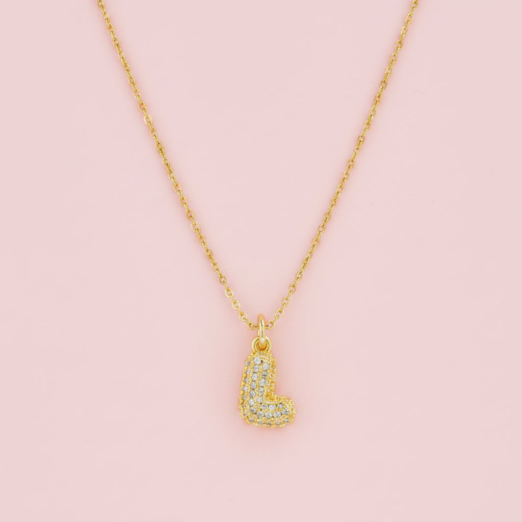 Zircon Initial Alphabet Pendant Necklace