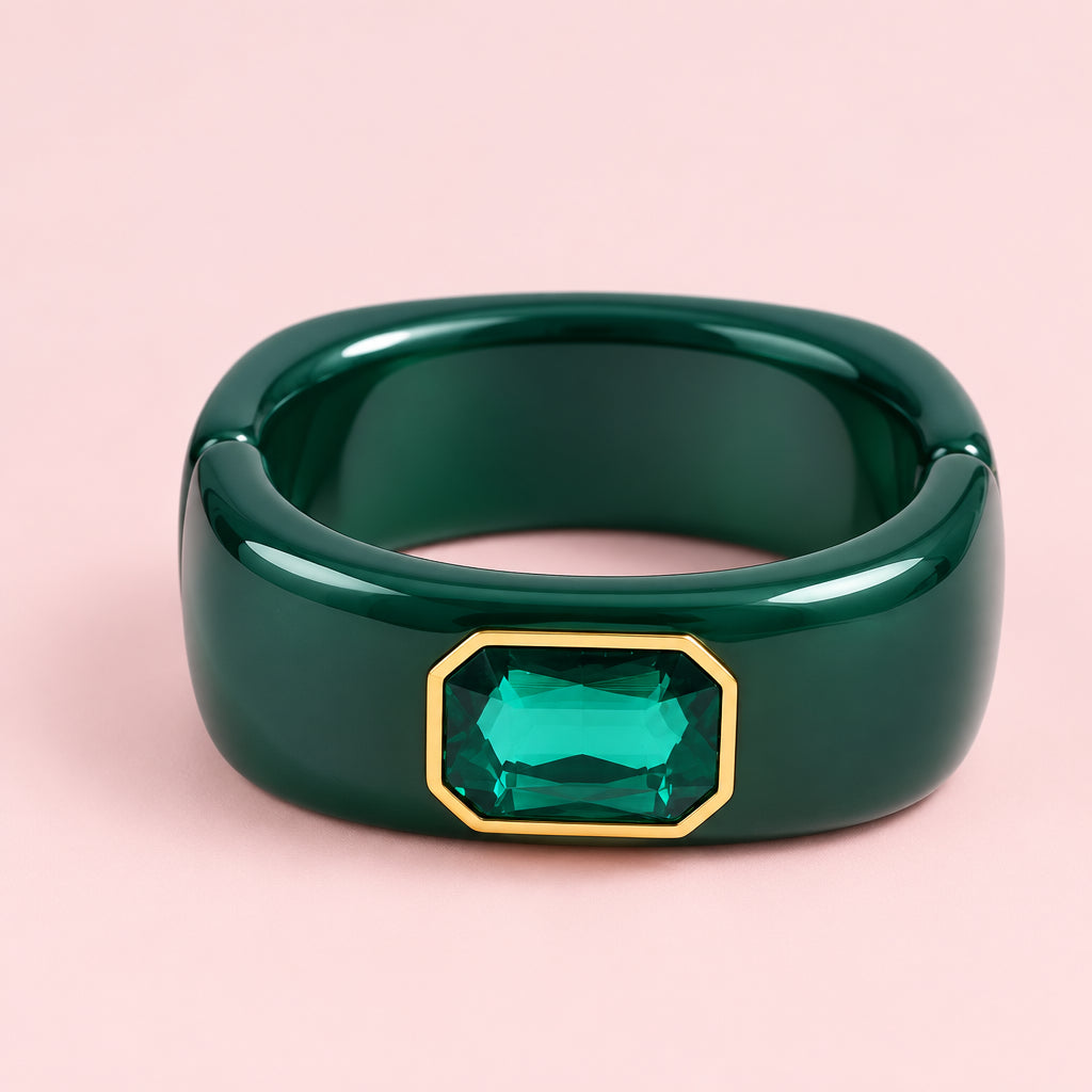 Square Crystal Statement Chunky Bangle
