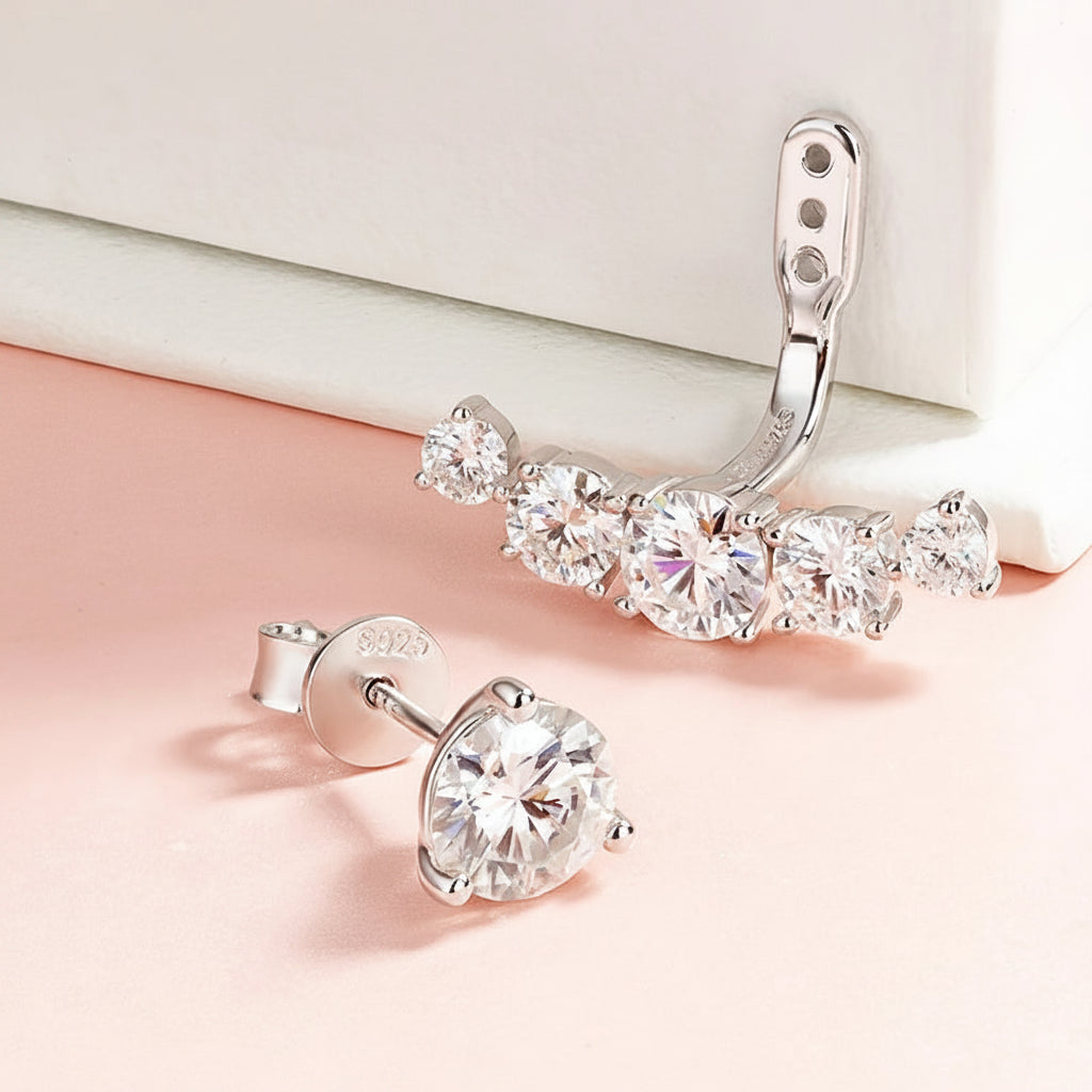 Lab Diamond Double Stud Earrings