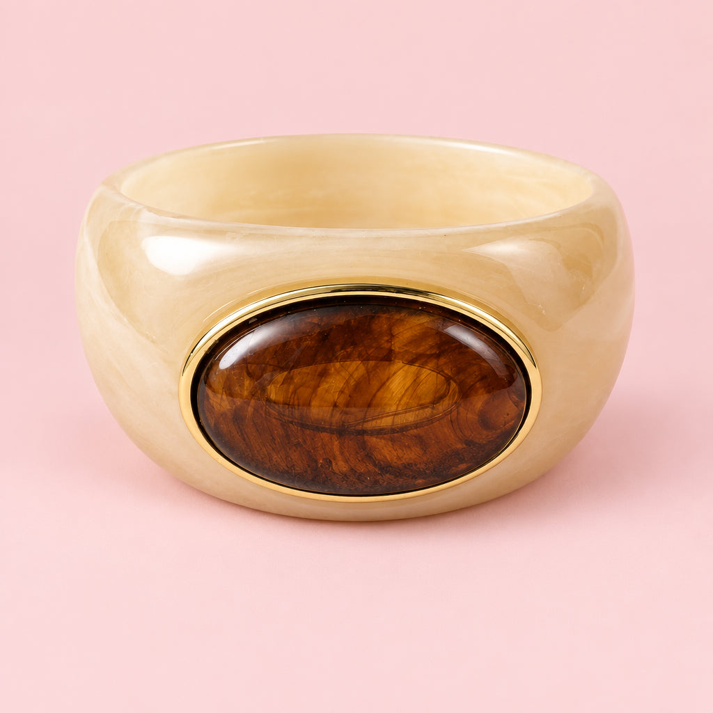 Bracciale rigido con pietra ovale