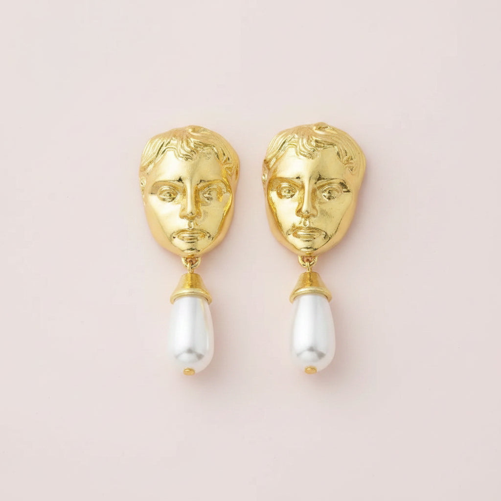 Surrealist Face Baroque Earrings