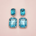 Blue Cube Rhinestone Earrings