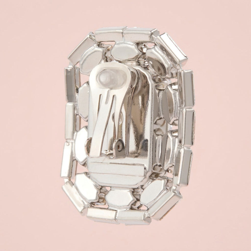 Rhinestone Frame Clip Earrings