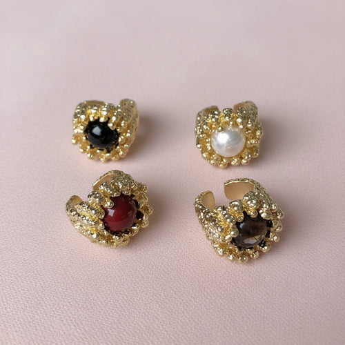 Baroque textured stone ring