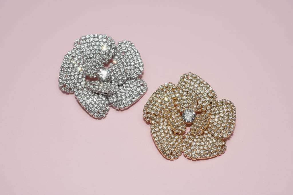 Rhinestone Rose Flower Stud Earrings