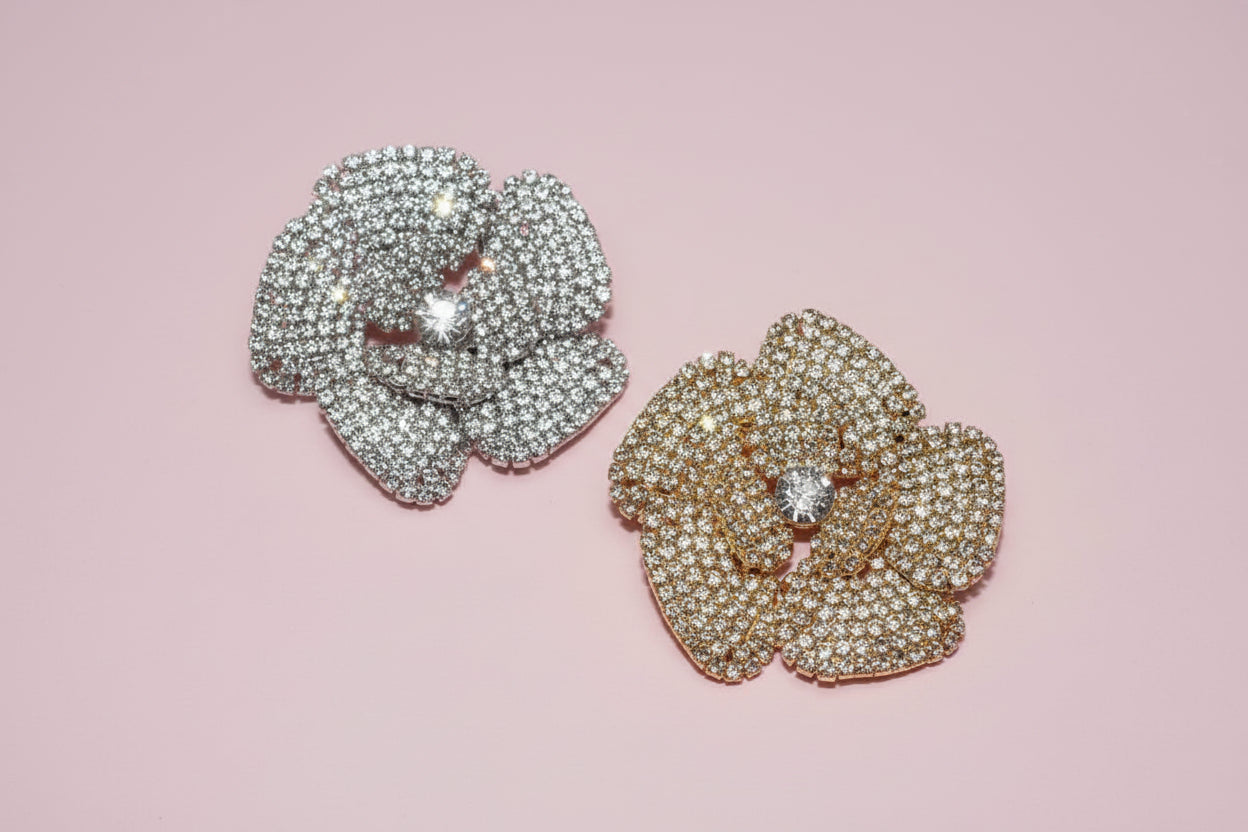 Rhinestone Rose Flower Stud Earrings