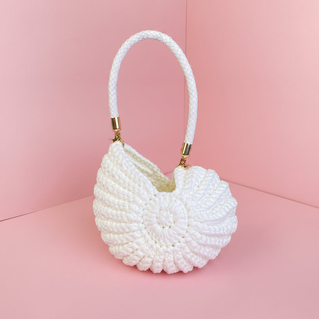 Woven Crochet Conch Shell Shape Bag