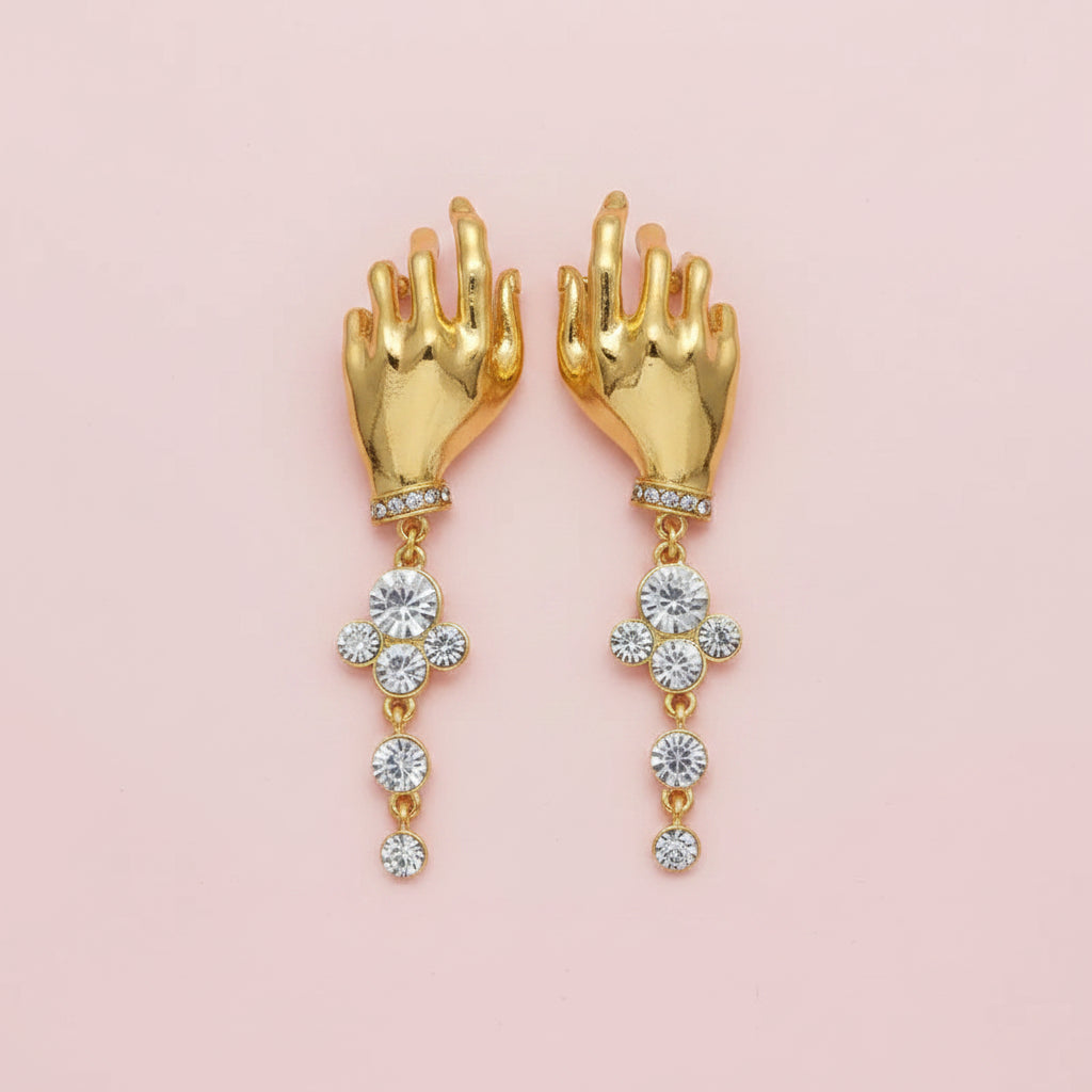 Surrealist Hand Charms Dangle Earrings