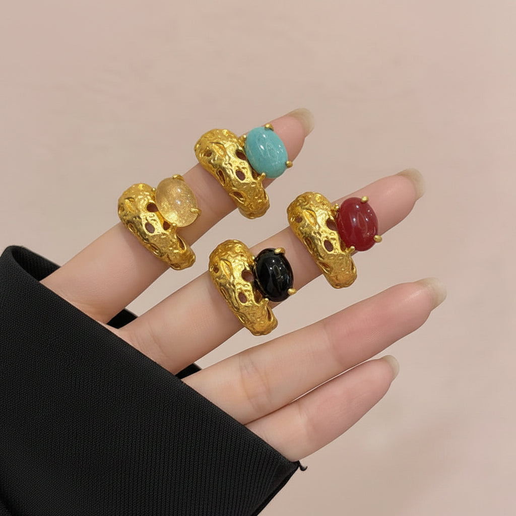 Textured Stone Rings