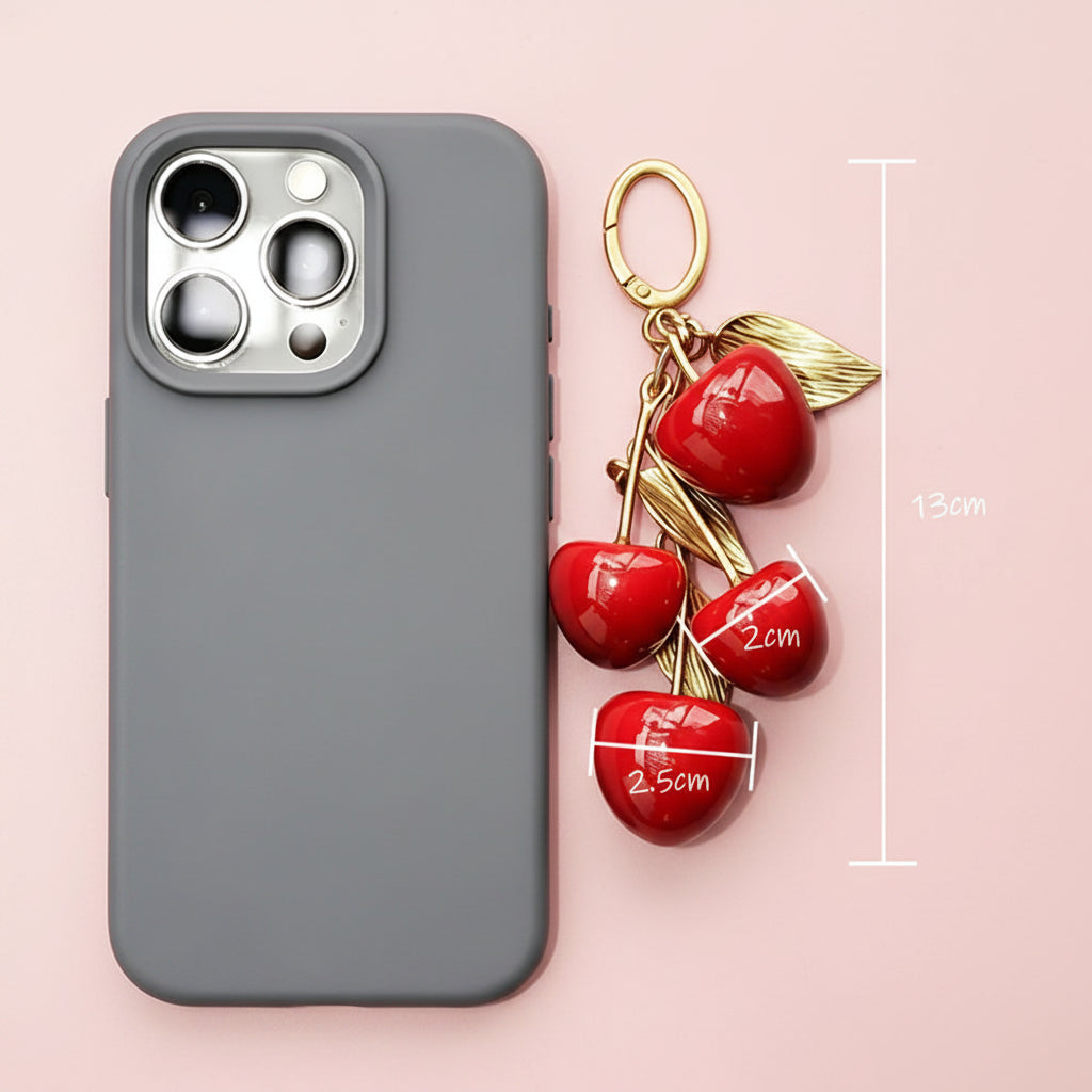 Cherry Resin Bag Charm Keychain