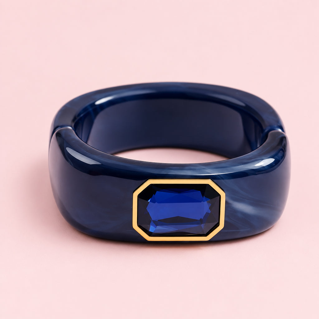 Bracciale rigido chunky con cristallo quadrato