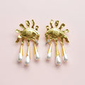 Sun Eye Dangle Pearl Earrings