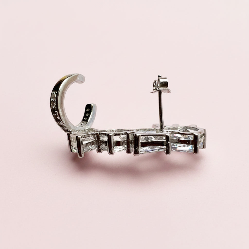 Single Ear Stud  White Zircon Cuff