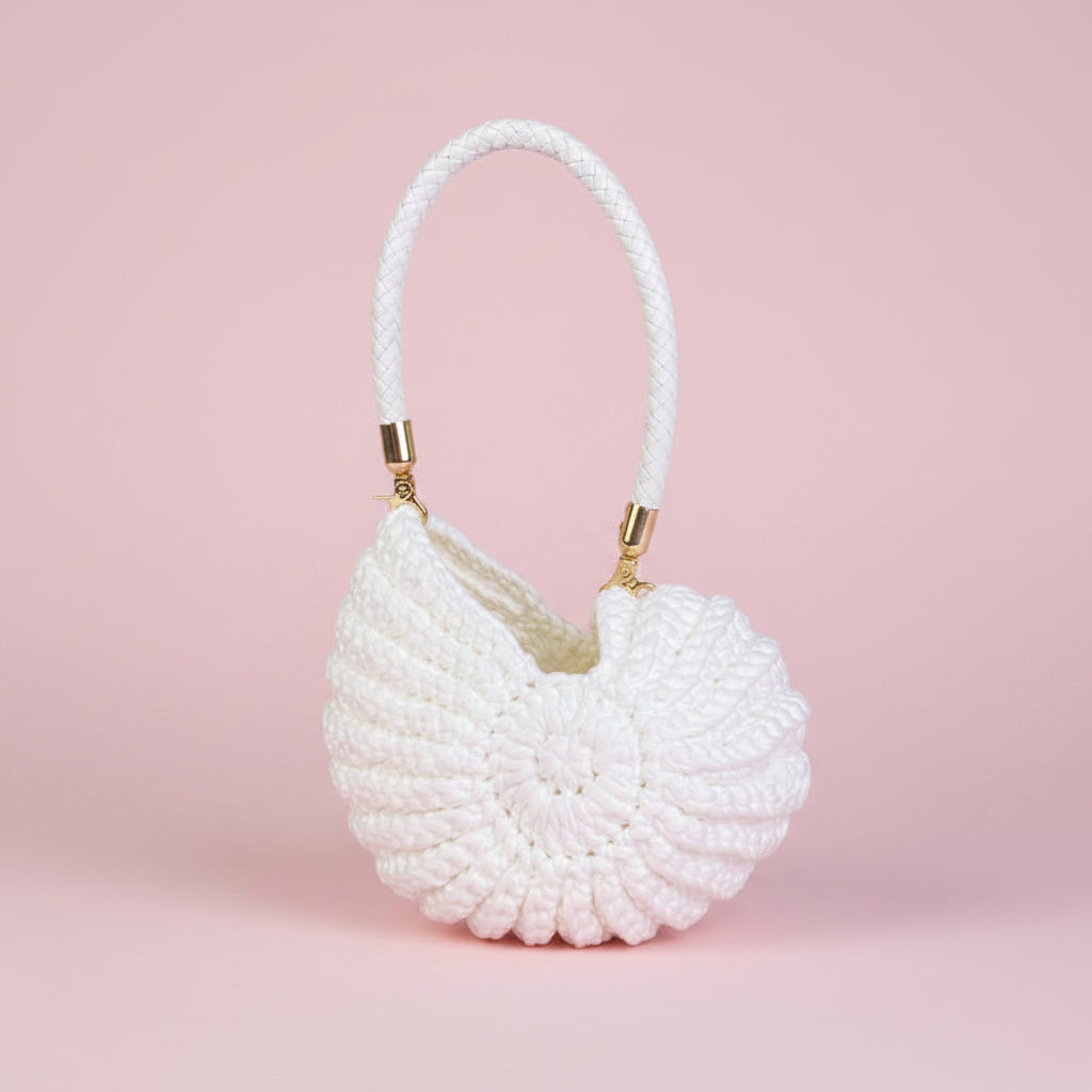 Woven Crochet Conch Shell Shape Bag