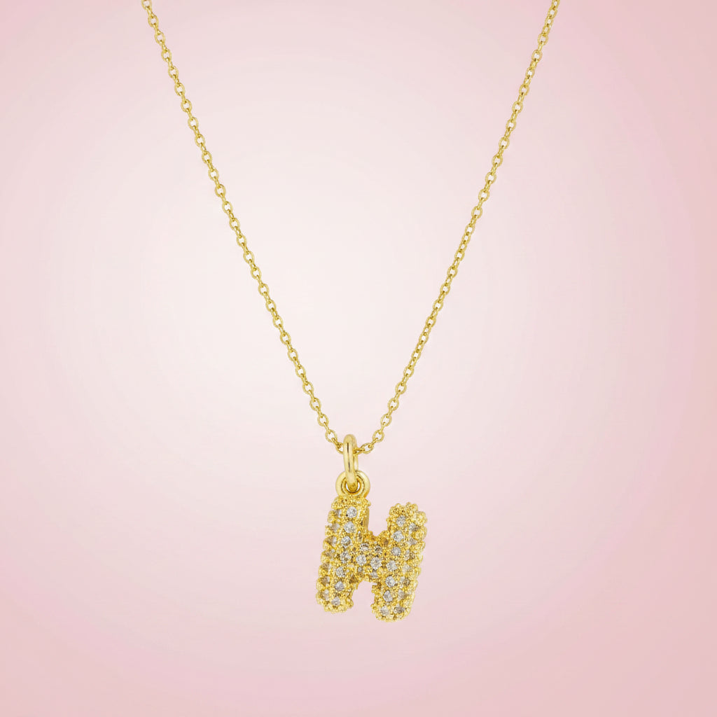 Zircon Initial Alphabet Pendant Necklace