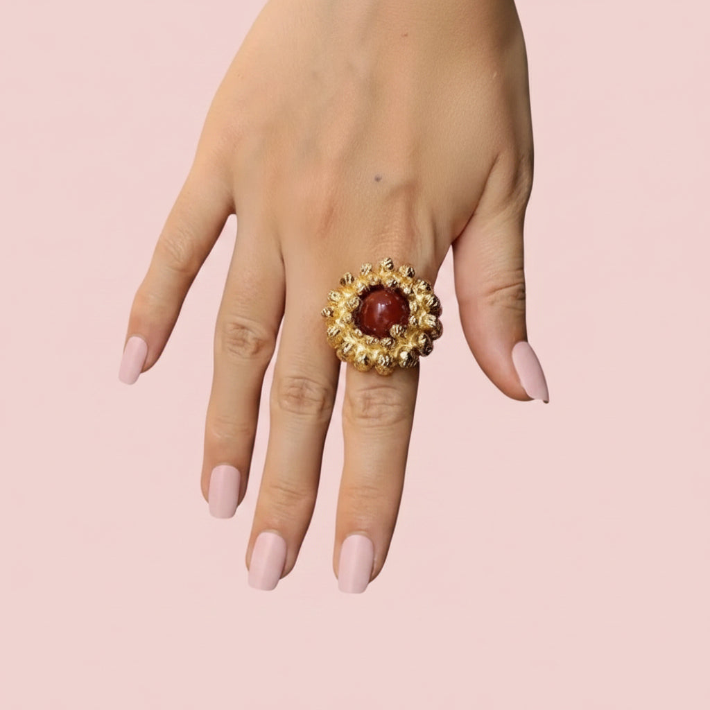 Baroque textured stone ring
