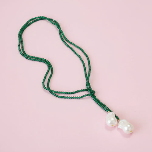 Crystal necklace with baroque pearl pendant
