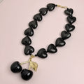 Glass Heart Beaded Cherry Pendant Necklace
