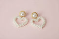 Pearls Heart Pendant Dangle Earrings