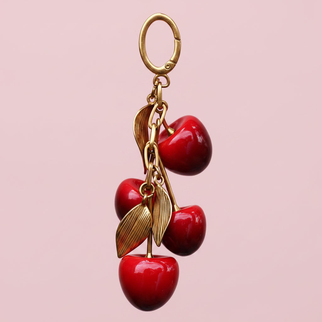 Cherry Resin Bag Charm Keychain