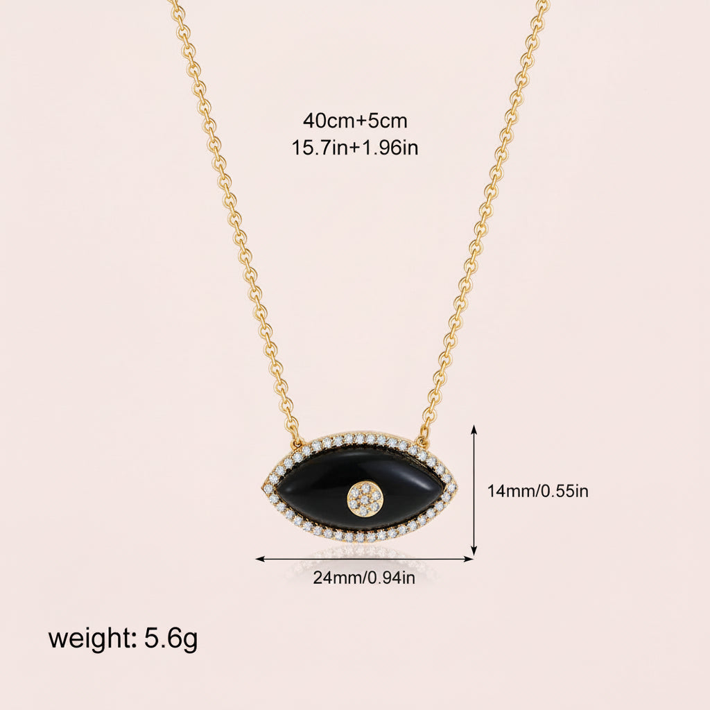 Opal Devil's Eye Zircon Pendant Necklace