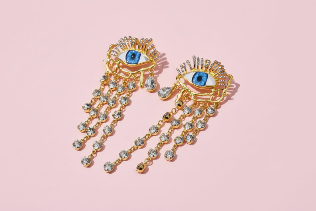 Golden Eyes Chain Dangle Earrings