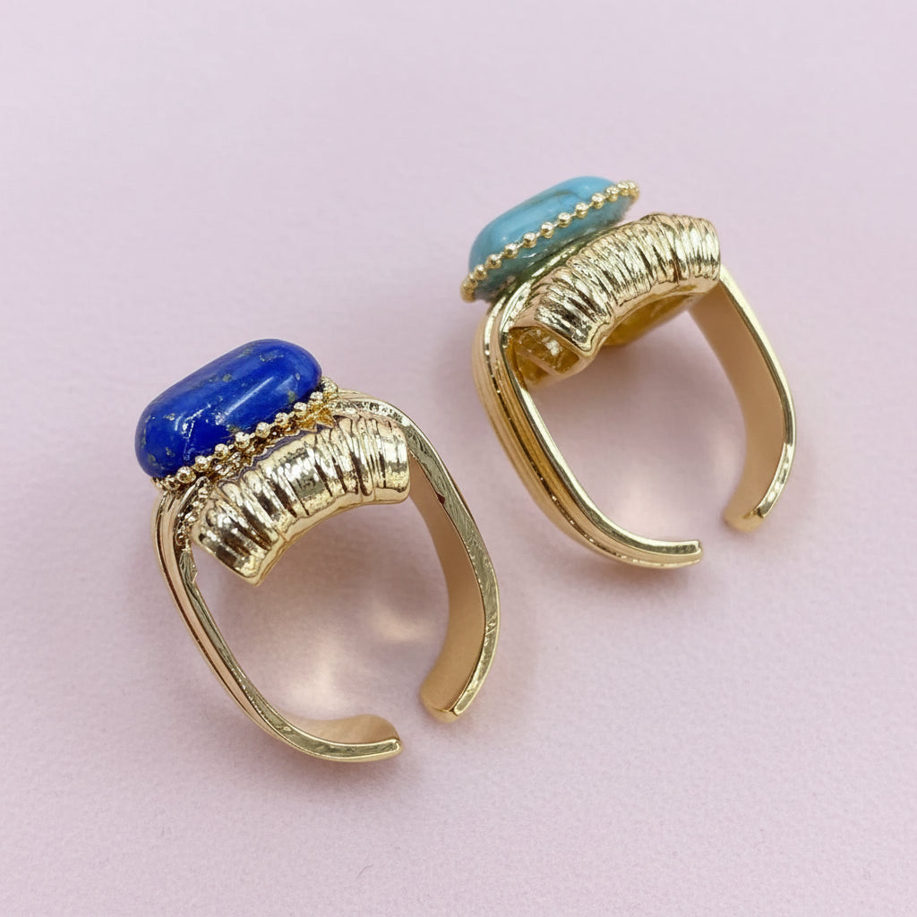 Turquoise Stone Baroque Ring