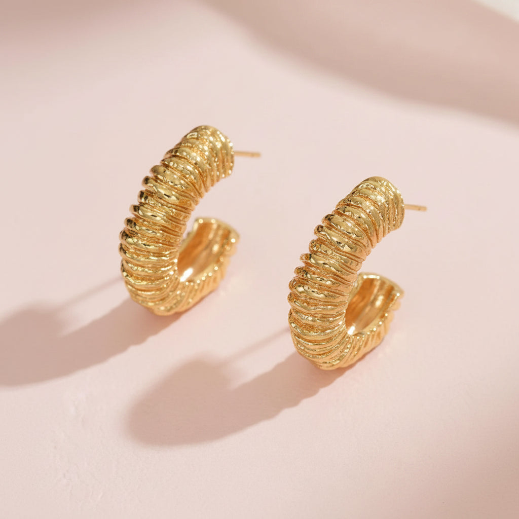 Statement Lava Textured Hoop Earrings