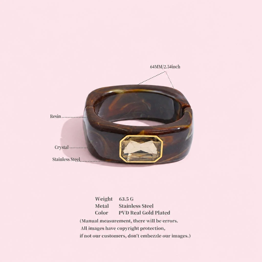 Square Crystal Statement Chunky Bangle