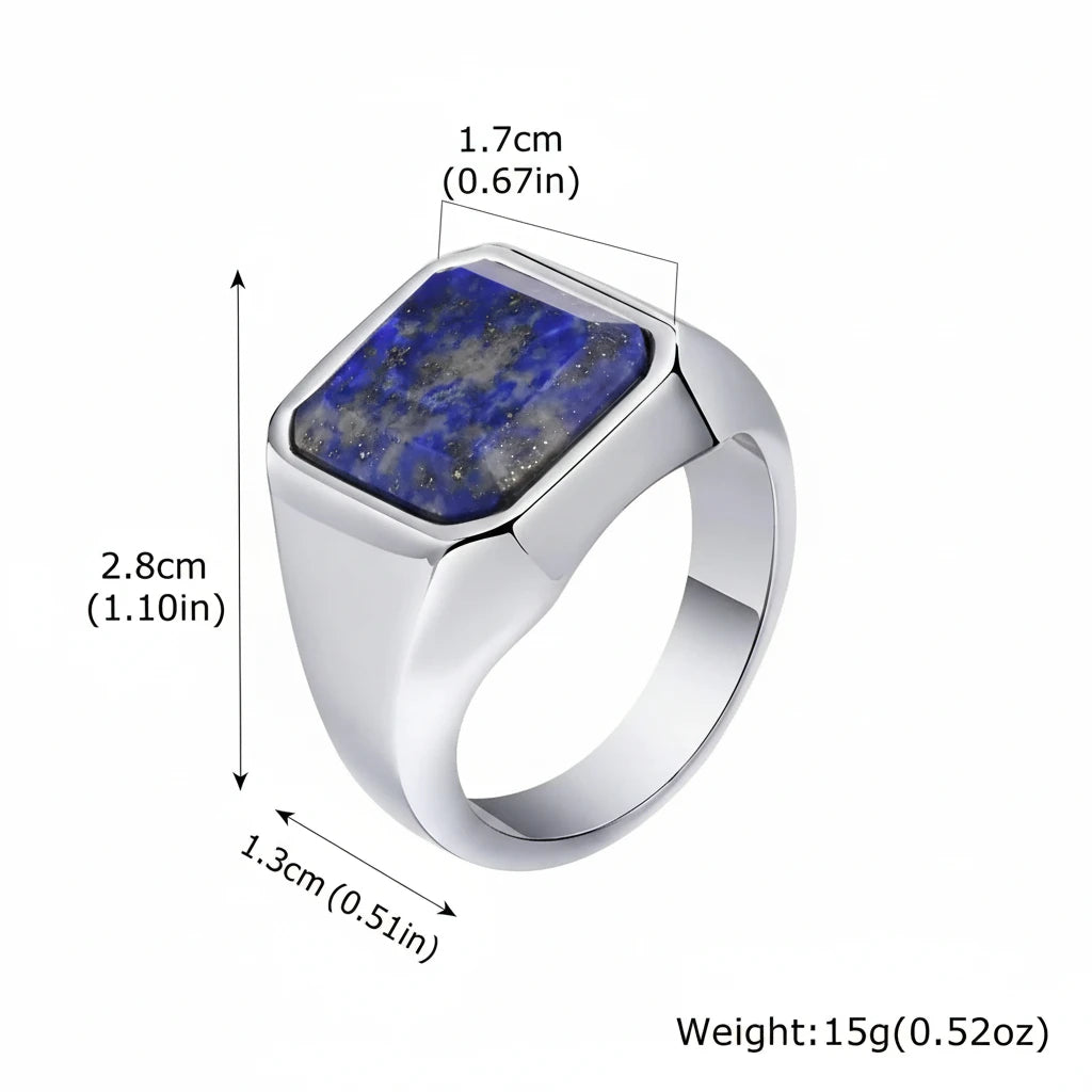 Lapis Lazuli Geometric Rings