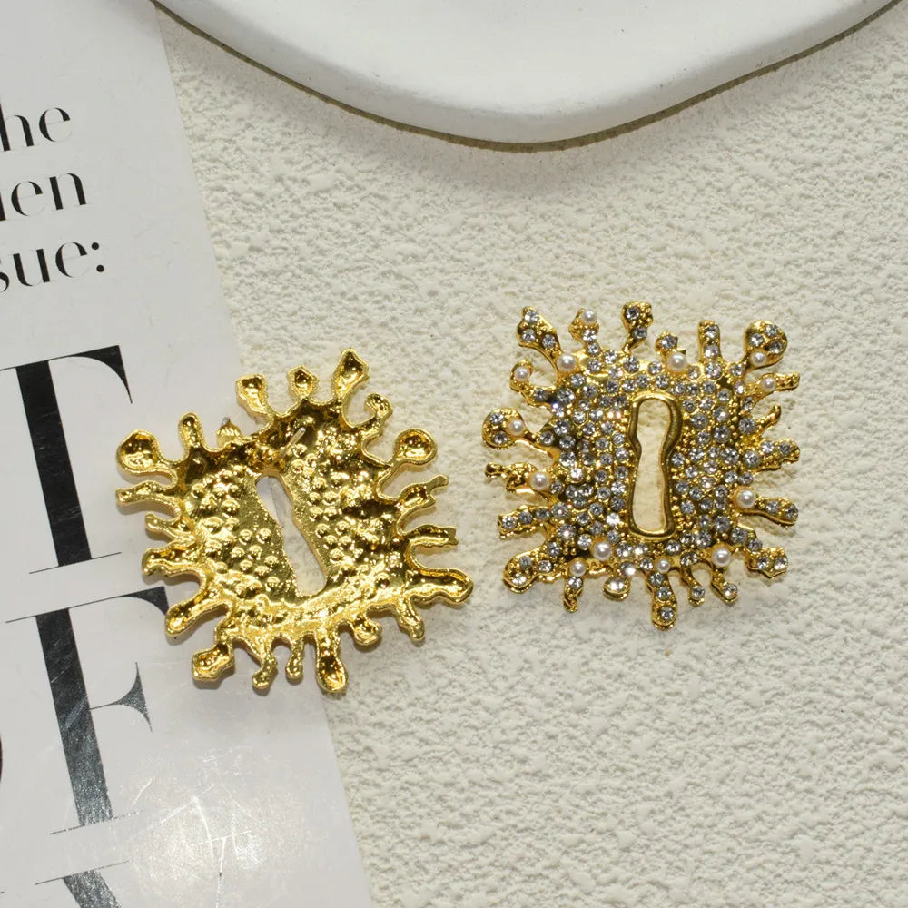 Keylock  Rhinestone Square Earrings