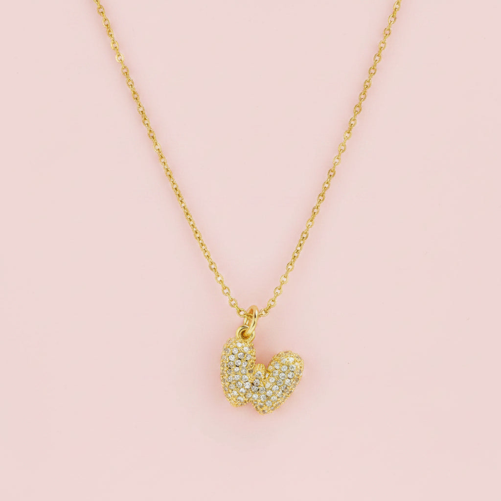 Zircon Initial Alphabet Pendant Necklace