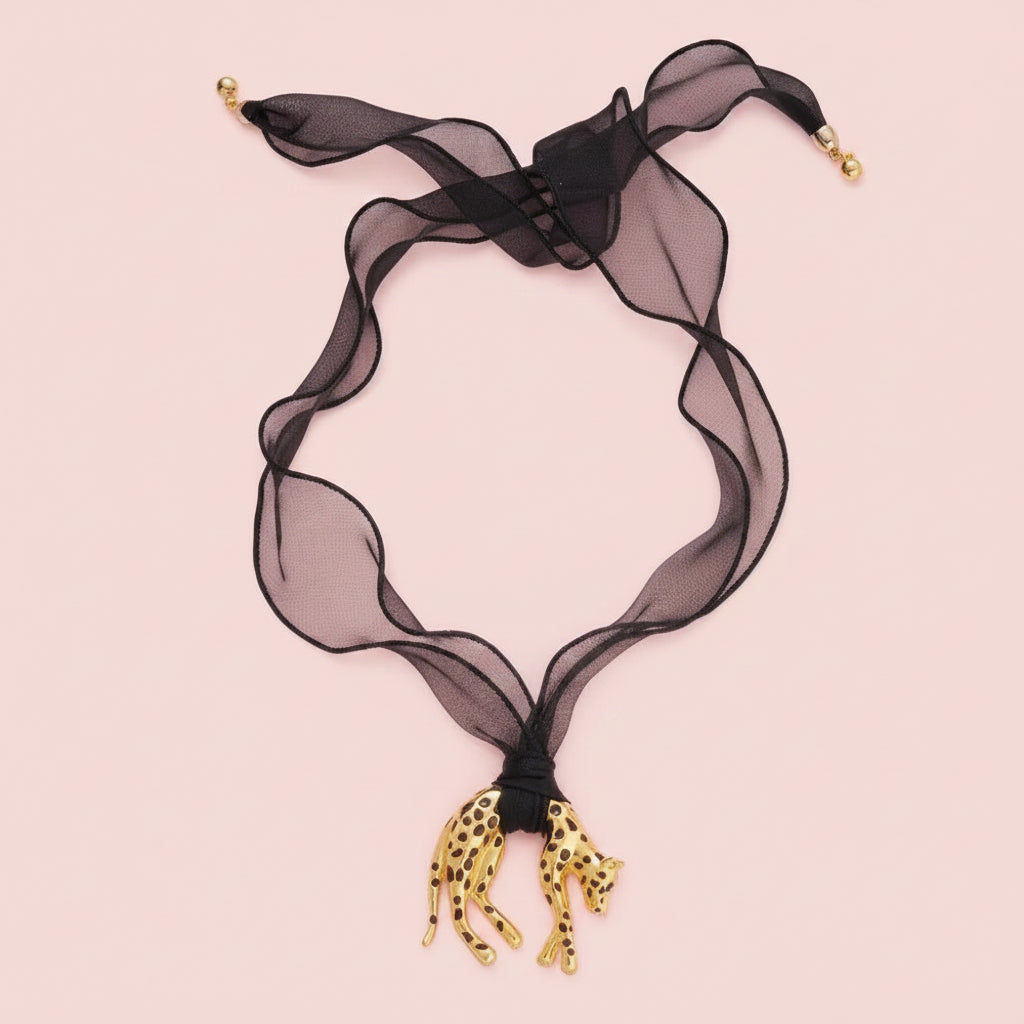 Leopard Pendant Scarf Choker Necklace