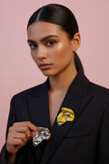 Surrealist Mask Pierced Face Brooch