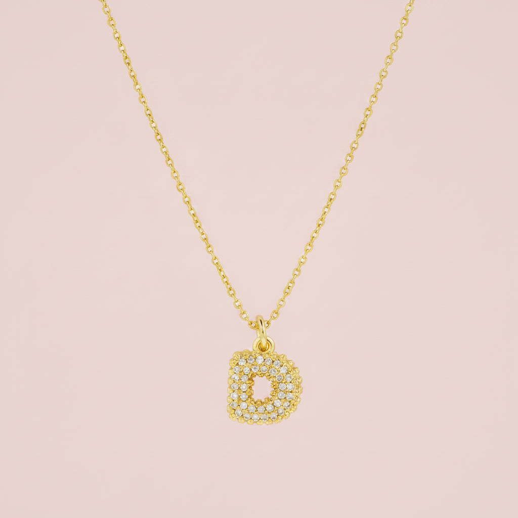 Zircon Initial Alphabet Pendant Necklace
