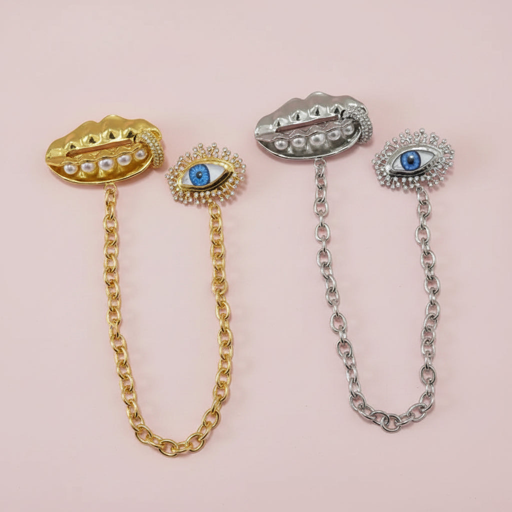 Evil Eye Pea Pearl Brooch