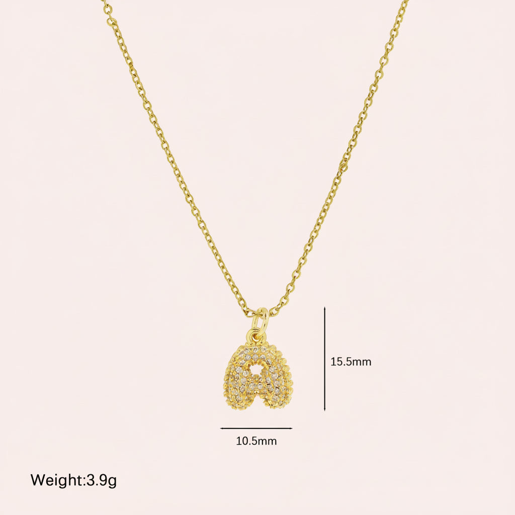Zircon Initial Alphabet Pendant Necklace
