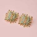 Keylock  Rhinestone Square Earrings