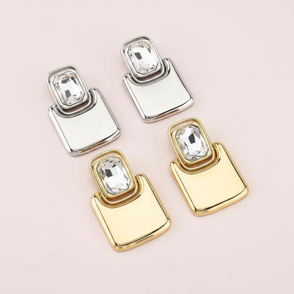 Statement Geometric Crystal Earrings