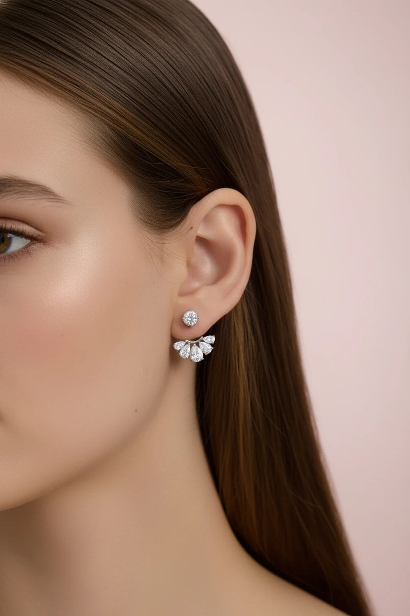 Zircon Flower Drop Earrings