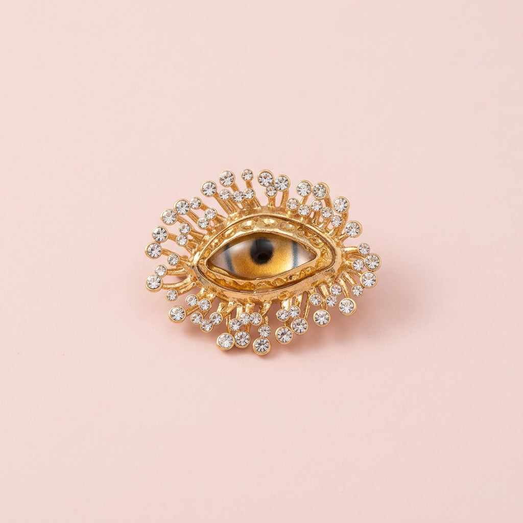 Evil Eye Rhinestone Open Ring