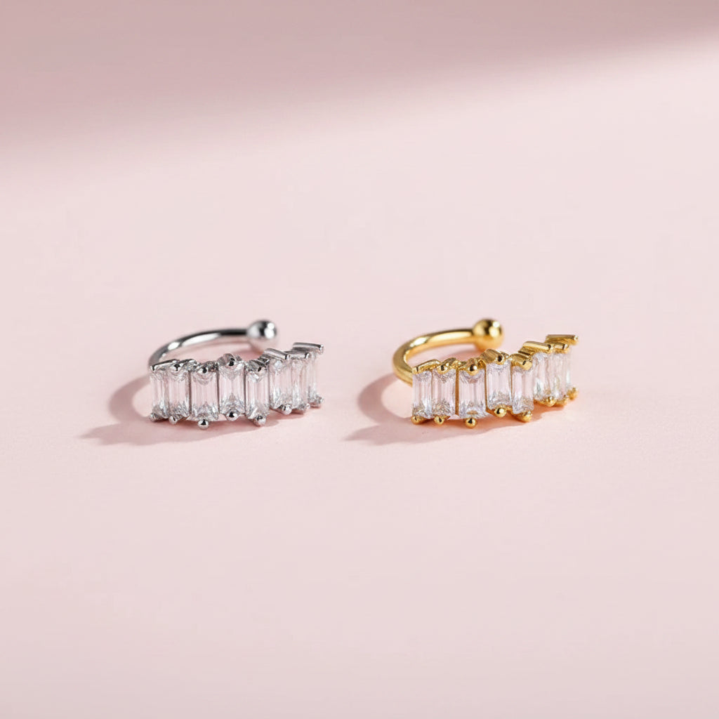 Square Zircon Ear Clip Earrings