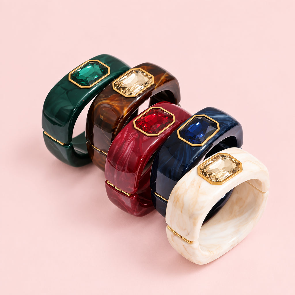 Square Crystal Statement Chunky Bangle