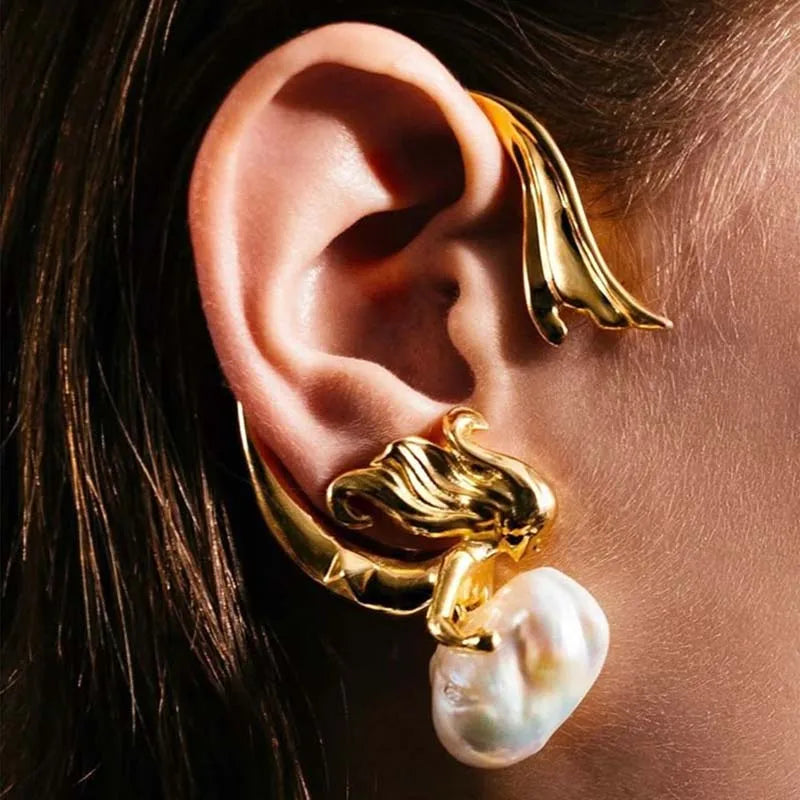 Surrealist Mermaid Pearl Ear Cuff